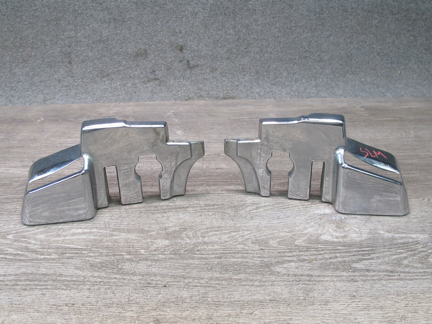 73-89 Mercedes R107 Convertible B Pillar TOP Hinge Latch Chrome Cover Set OEM