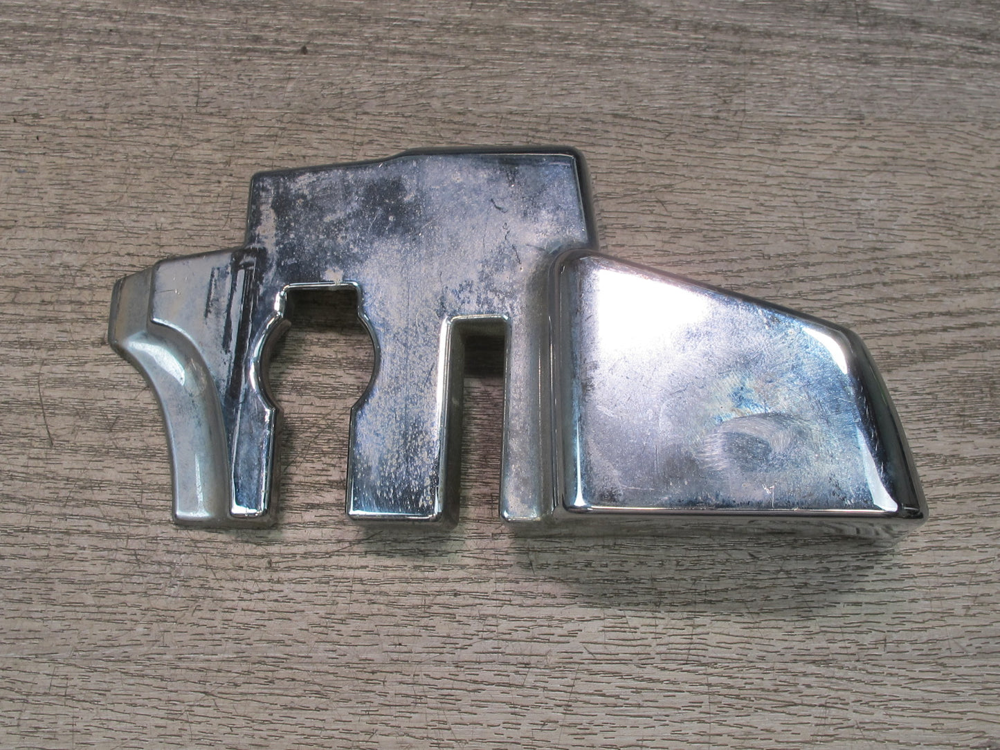73-89 Mercedes R107 Convertible B Pillar TOP Hinge Latch Chrome Cover Set OEM