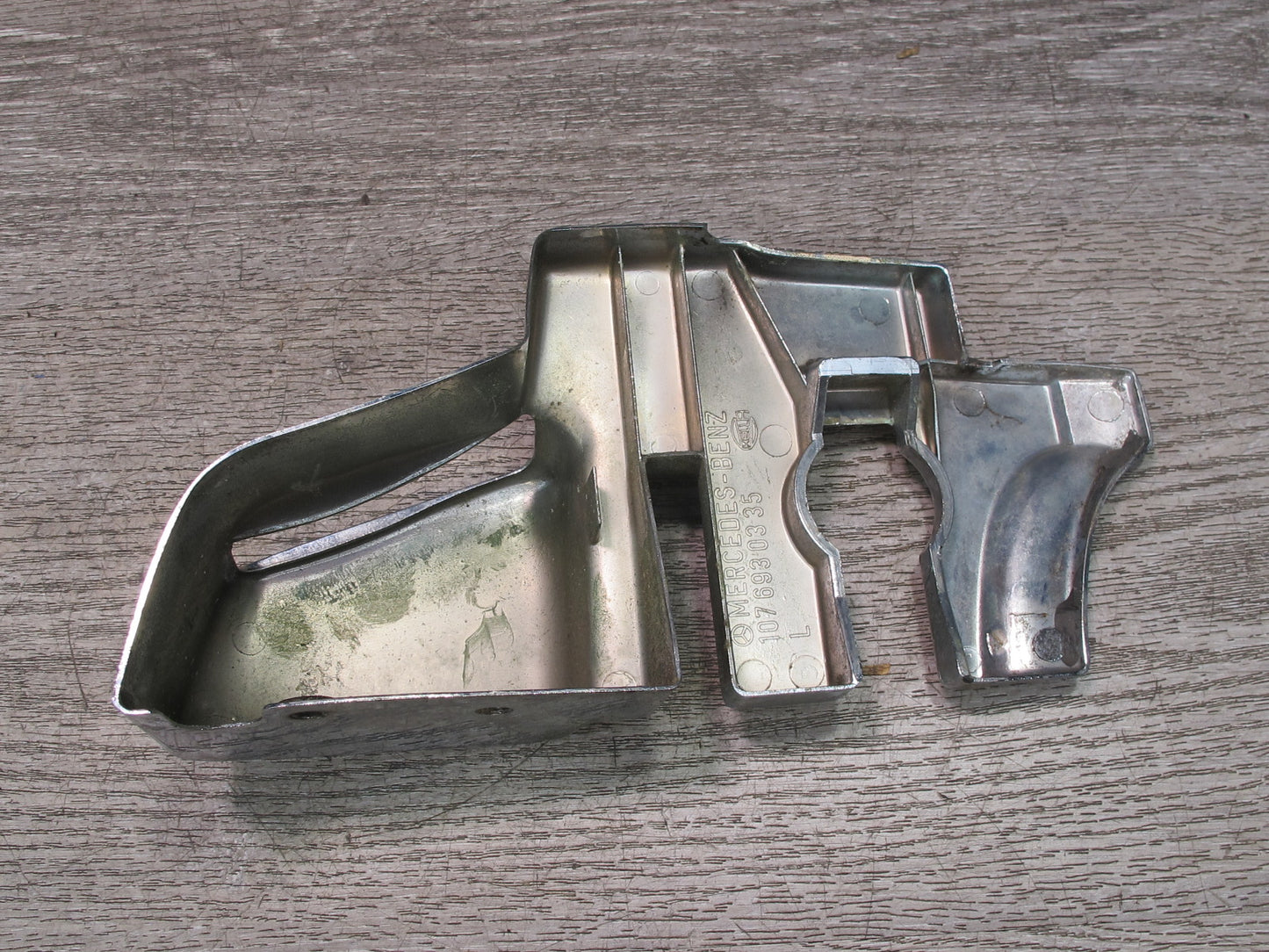 73-89 Mercedes R107 Convertible B Pillar TOP Hinge Latch Chrome Cover Set OEM