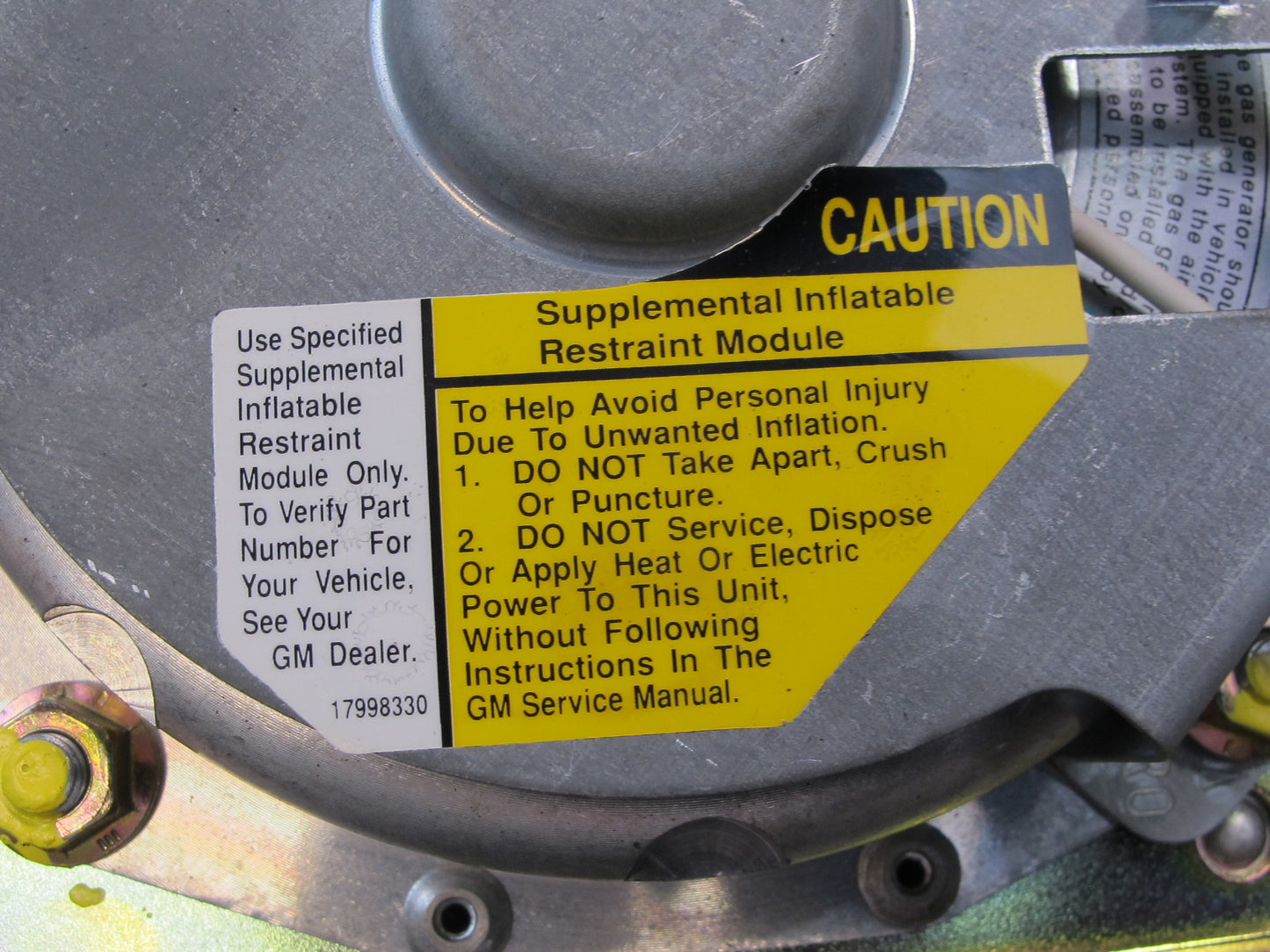 91-93 CHEVROLET CORVETTE C4 FRONT LEFT DRIVER SIDE STEERING WHEEL SRS AIRBAG OEM