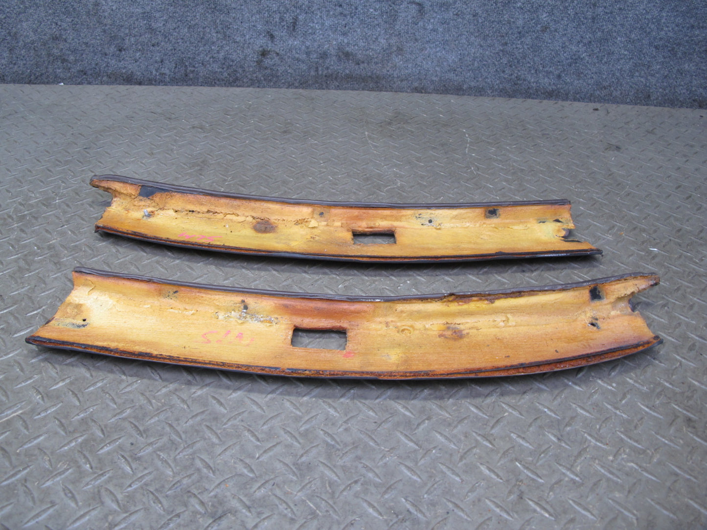 73-85 Mercedes R107 Convertible Set of 2 Headliner Trim Cover Panel Brown OEM