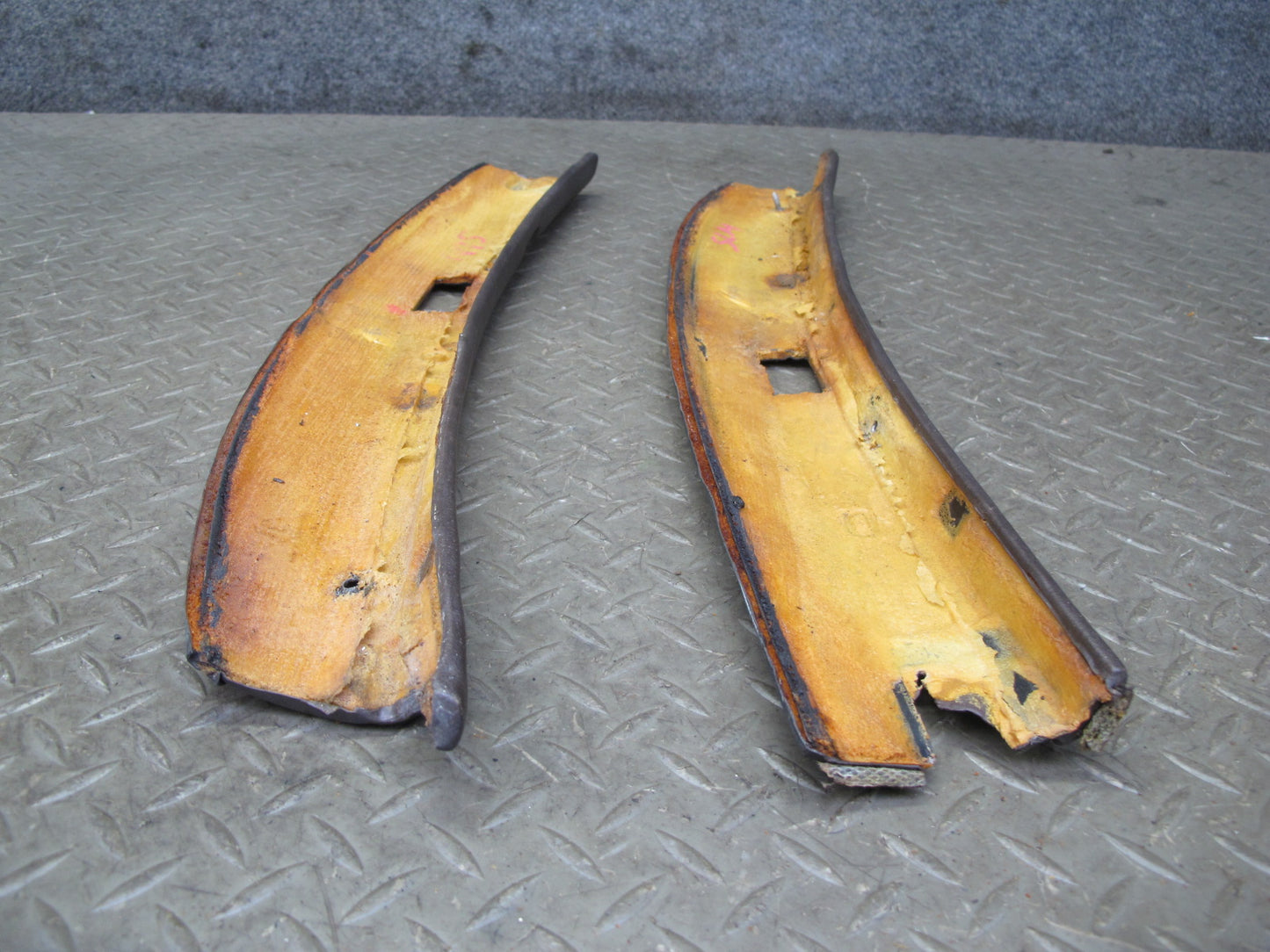 73-85 Mercedes R107 Convertible Set of 2 Headliner Trim Cover Panel Brown OEM