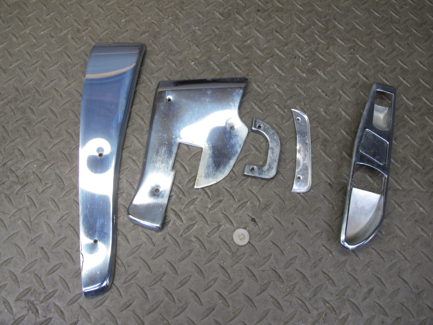 73-85 Mercedes R107 Convert Left & Right Door Interior Panel Chrome Trim Set OEM