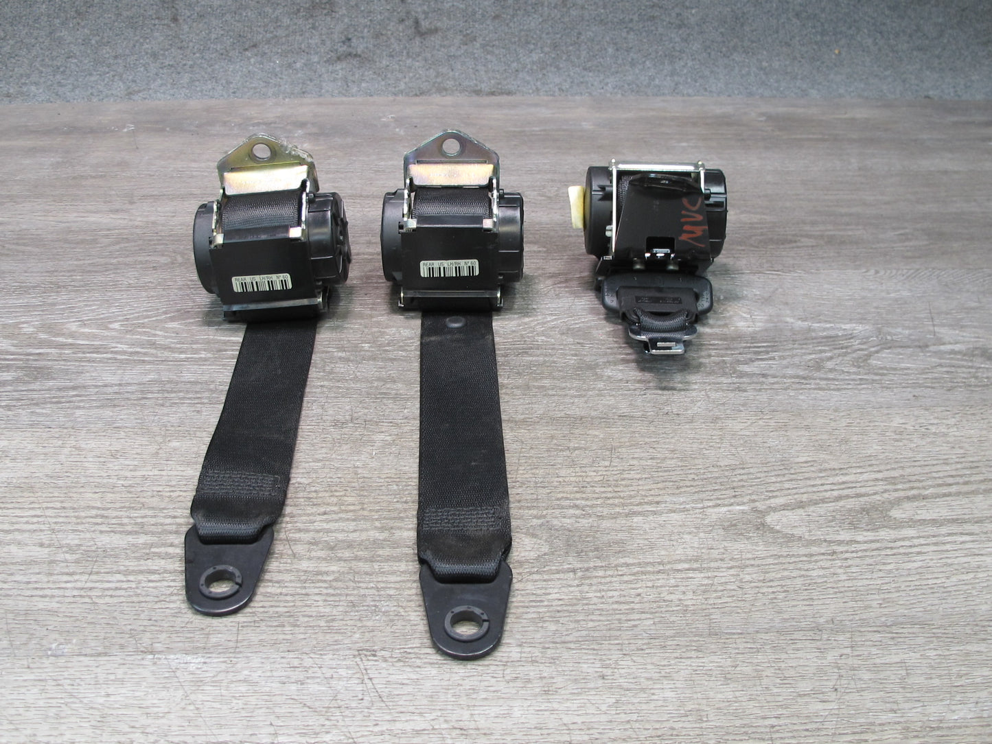 11-15 MINI R60 COUNTRYMAN REAR LEFT CENTER RIGHT SIDE SEATBELT RETRACTOR SET OEM