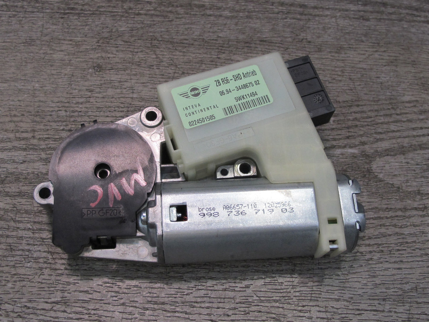 11-15 Mini Cooper R60 R61 Sunroof Motor Drive Unit 3448675 OEM