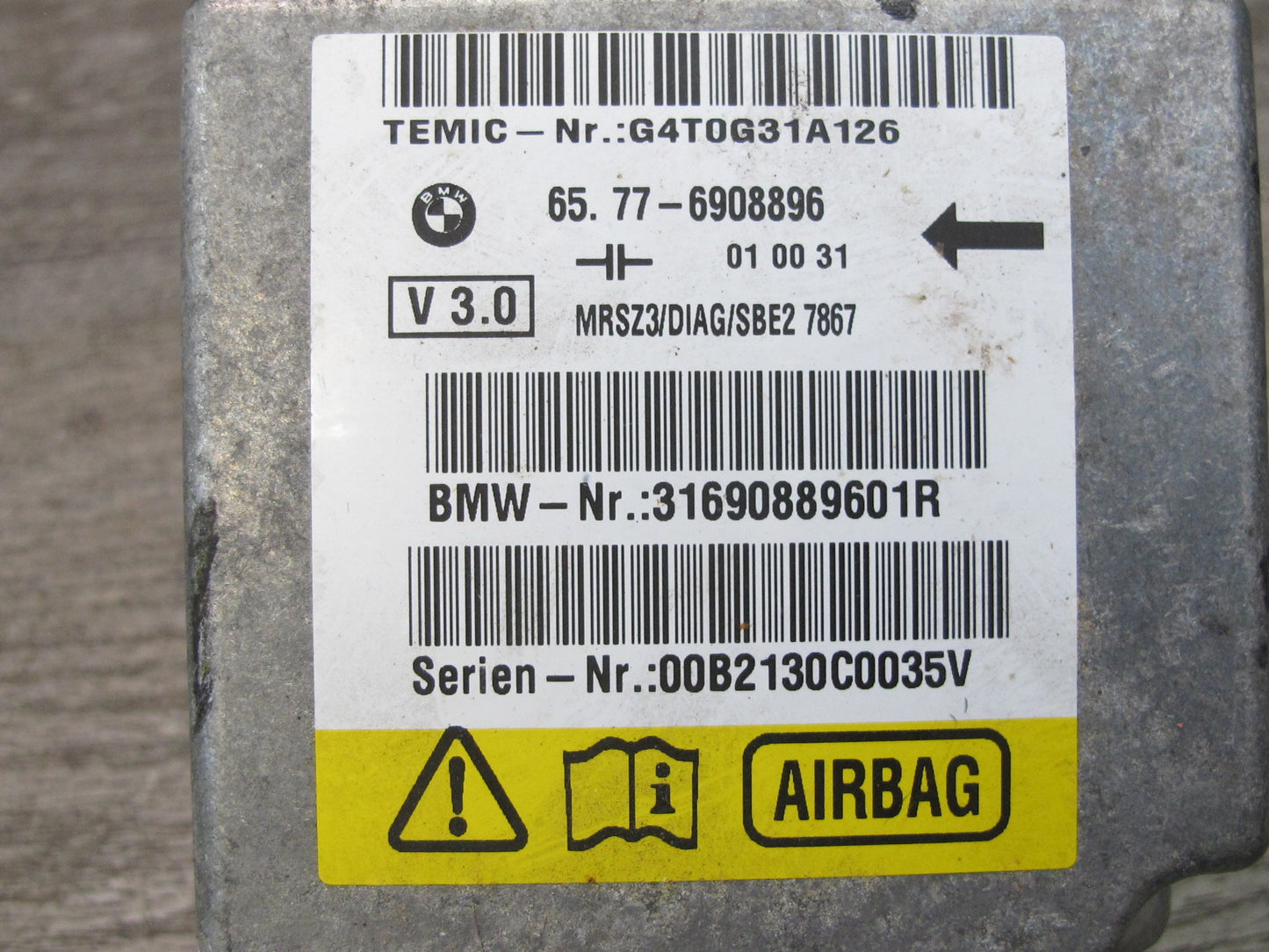 00-02 BMW E36 Z3 CONVERTIBLE SRS AIRBAG CONTROL MODULE UNIT 6908896 OEM