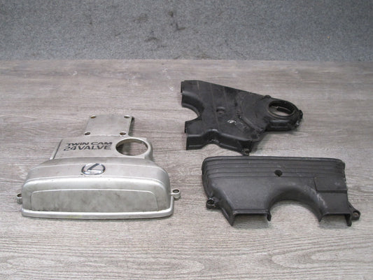 92-97 Lexus SC300 2JZGE Front Upper Center Lower Engine Timing Cover Set OEM