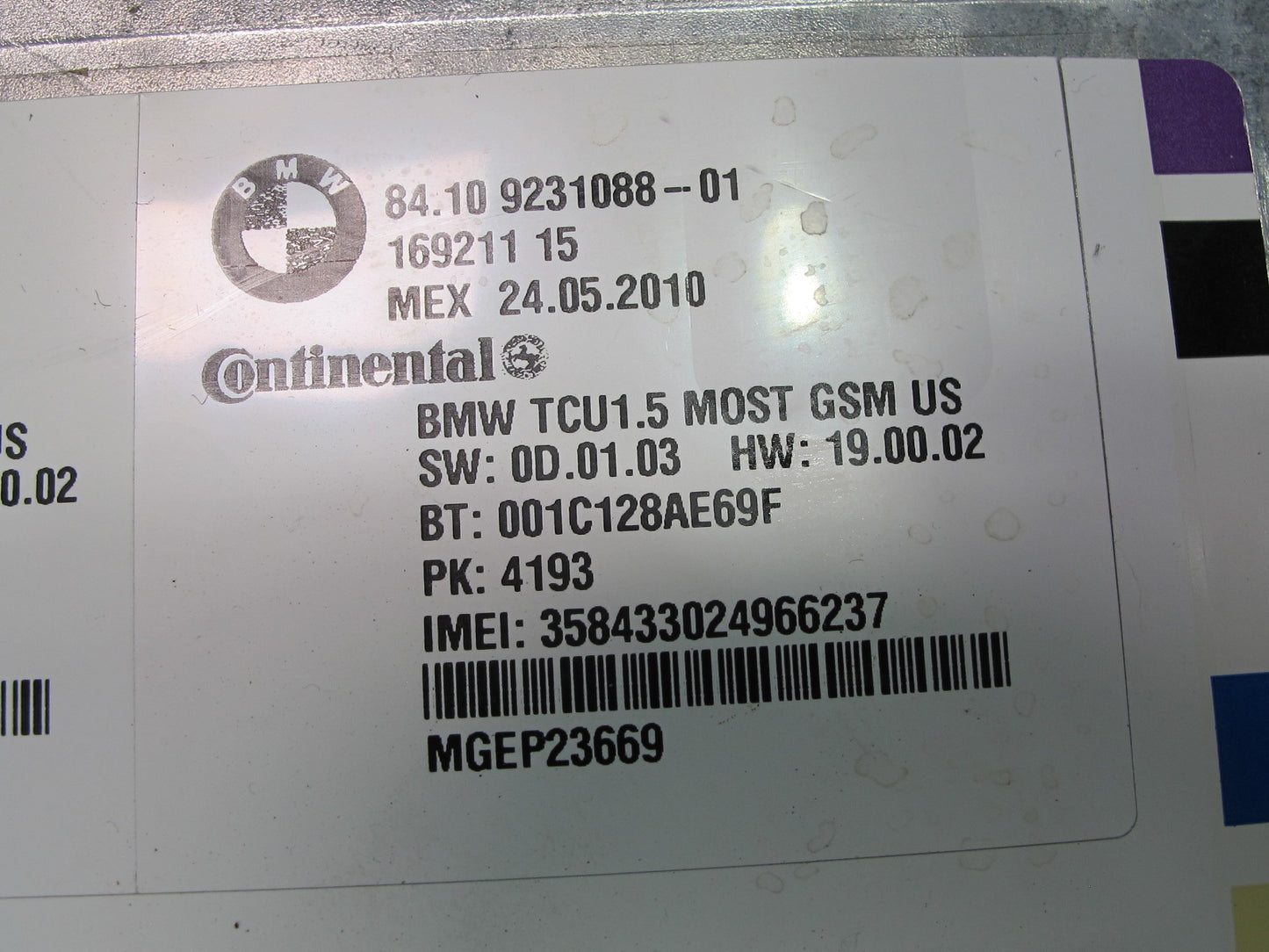 09-16 BMW E89 Z4 Bluetooth Communication Control Module 9231088 OEM