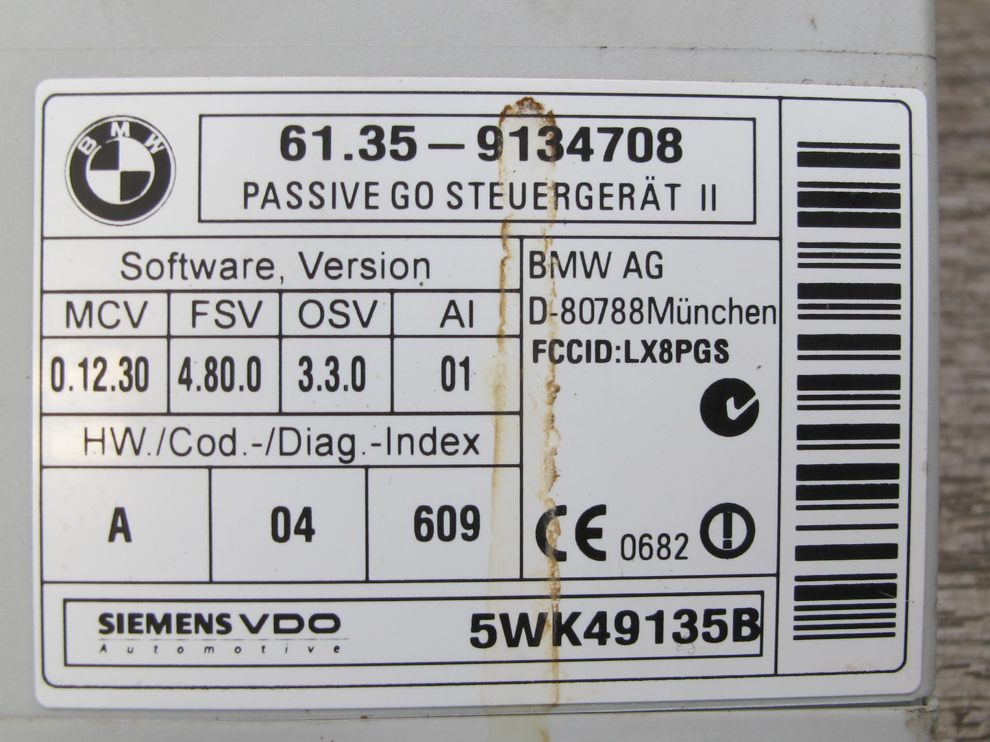 09-16 BMW E89 Z4 Keyless Entry Passive GO Control Module 9134708 OEM
