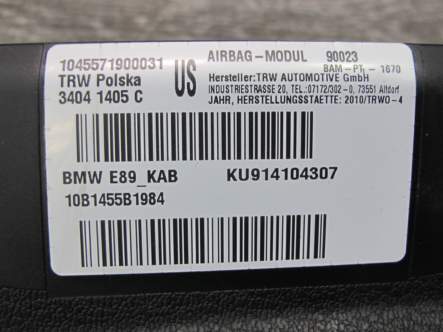 09-16 BMW Z4 E89 ROADSTER FRONT LEFT DRIVER SIDE UNDER DASH KNEE SRS AIRBAG OEM