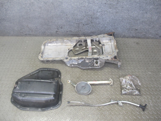 92-97 Lexus SC300 2JZGE Engine Upper Lower Oil Pan w Pick UP & Dipstick Set OEM