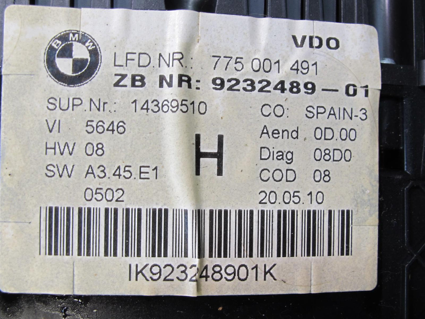 09-16 BMW E89 Z4 35i Instrument Cluster Gauge Speedometer 9232489 OEM