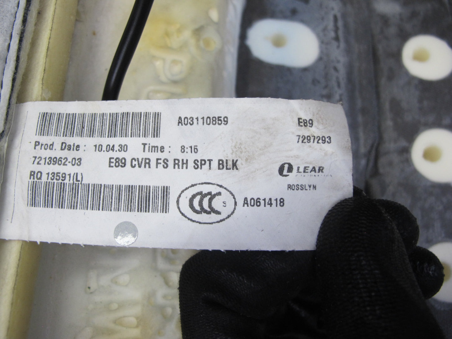 09-16 BMW E89 Z4 Front Right Seat Upper Backrest Leather Cushion OEM