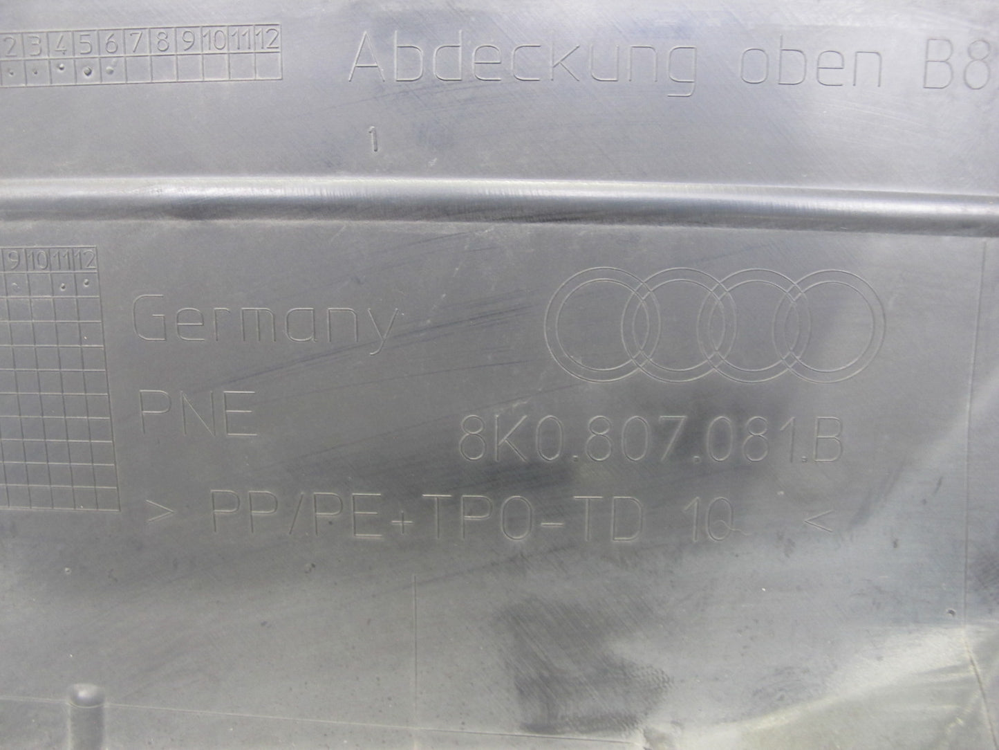 2013 Audi A4 S4 B8 Front Radiator Upper Trim Cover Panel 8K0807081B OEM