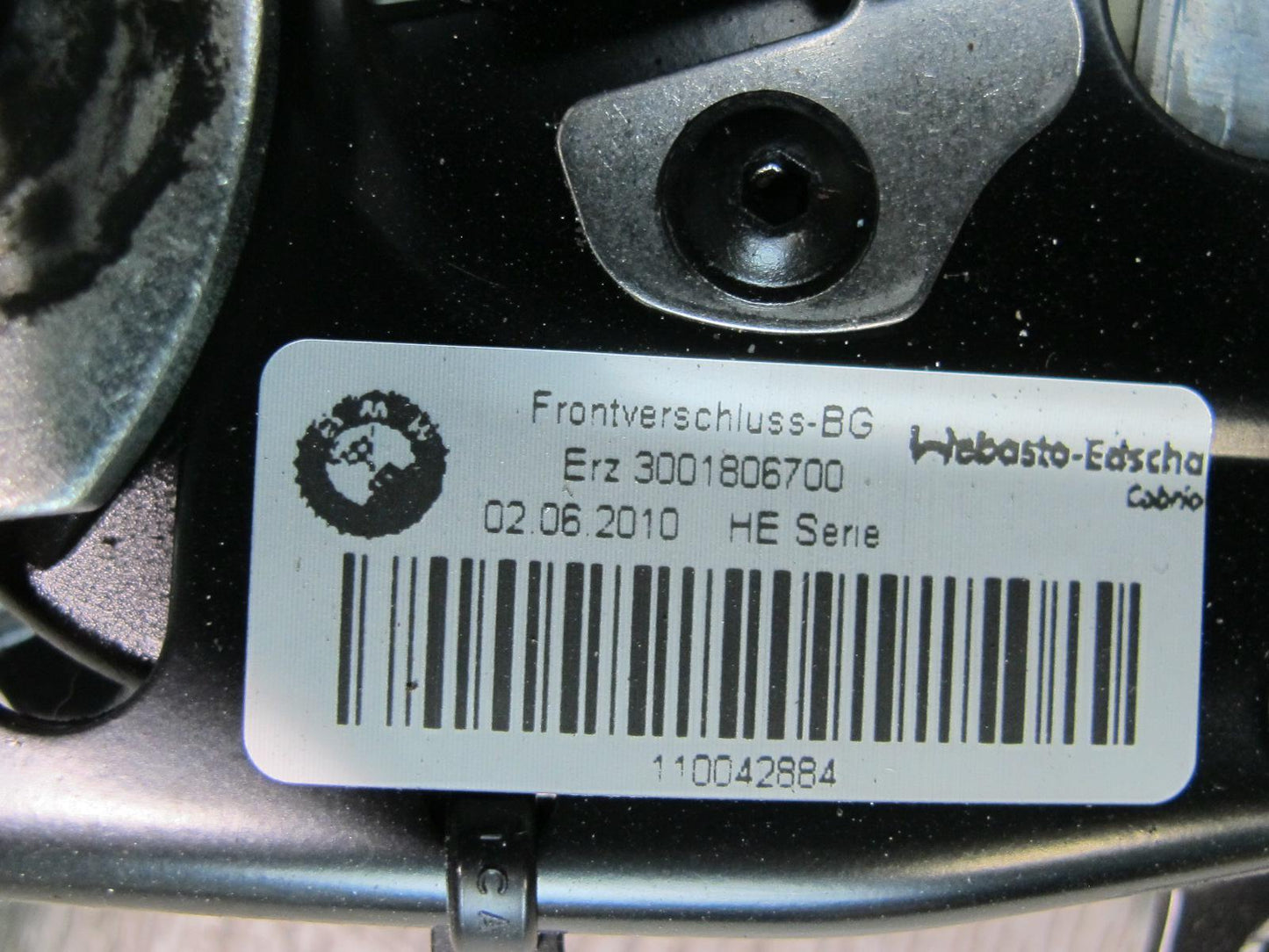 09-16 BMW E89 Z4 Convertible Folding TOP Roof Lock Latch Mechanism OEM