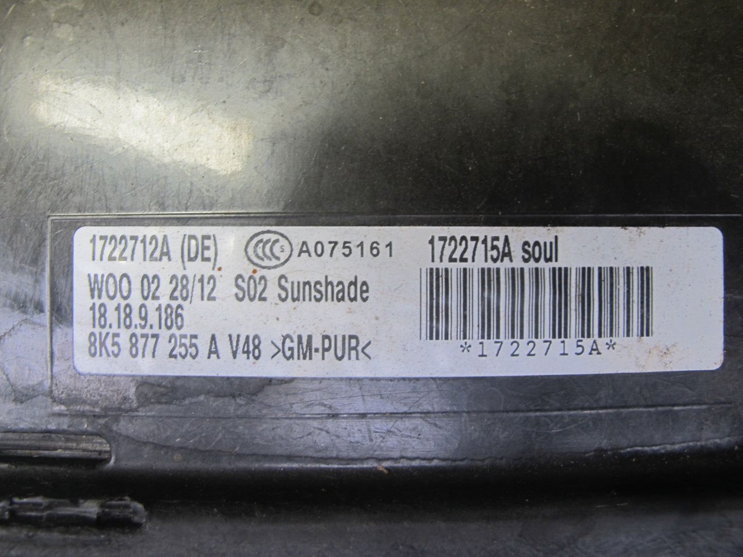 10-16 Audi A4 S4 Sunroof Interior Trim Cover Panel Shade Black OEM