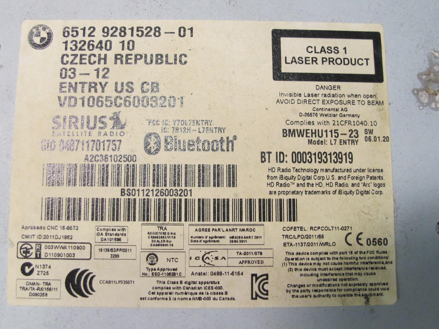 2012 BMW F31 F30 335i Audio Radio CD Player Head Unit 9281528 OEM