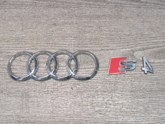 13-16 Audi S4 B8 Set of 3 Rear Trunk Lid Emblem Logo Badge OEM