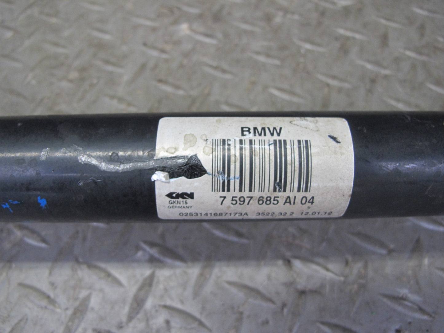 12-15 BMW F30 335i RWD M/T Rear Left Axle Output Drive Shaft 7597685 91K OEM