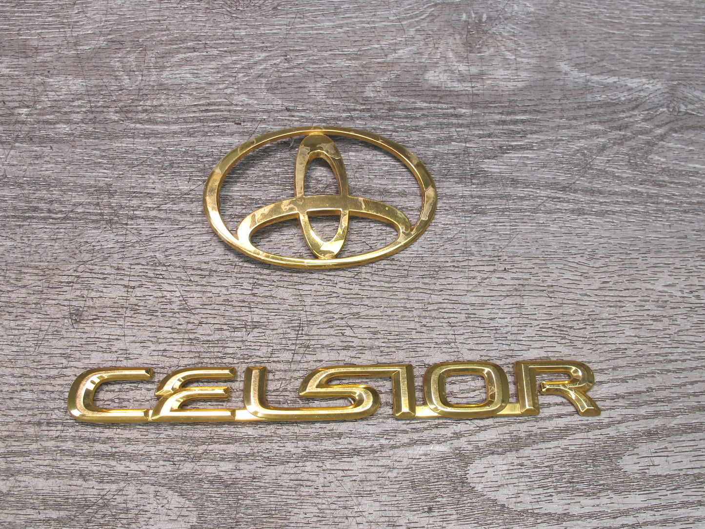 95-00 Toyota Celsior Rear Trunk Lid Badge Emblem Logo Symbol Set Gold OEM
