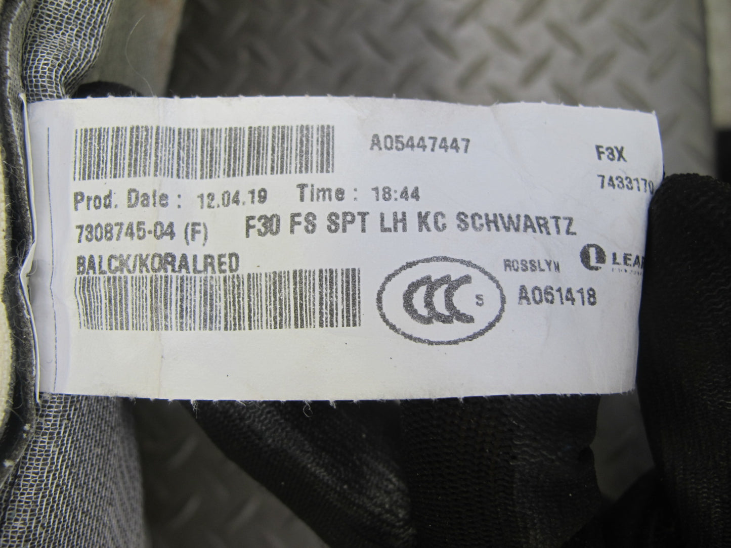 12-18 BMW F30 F31 F34 335i Front Left Sport Seat Upper Backrest Cushion OEM