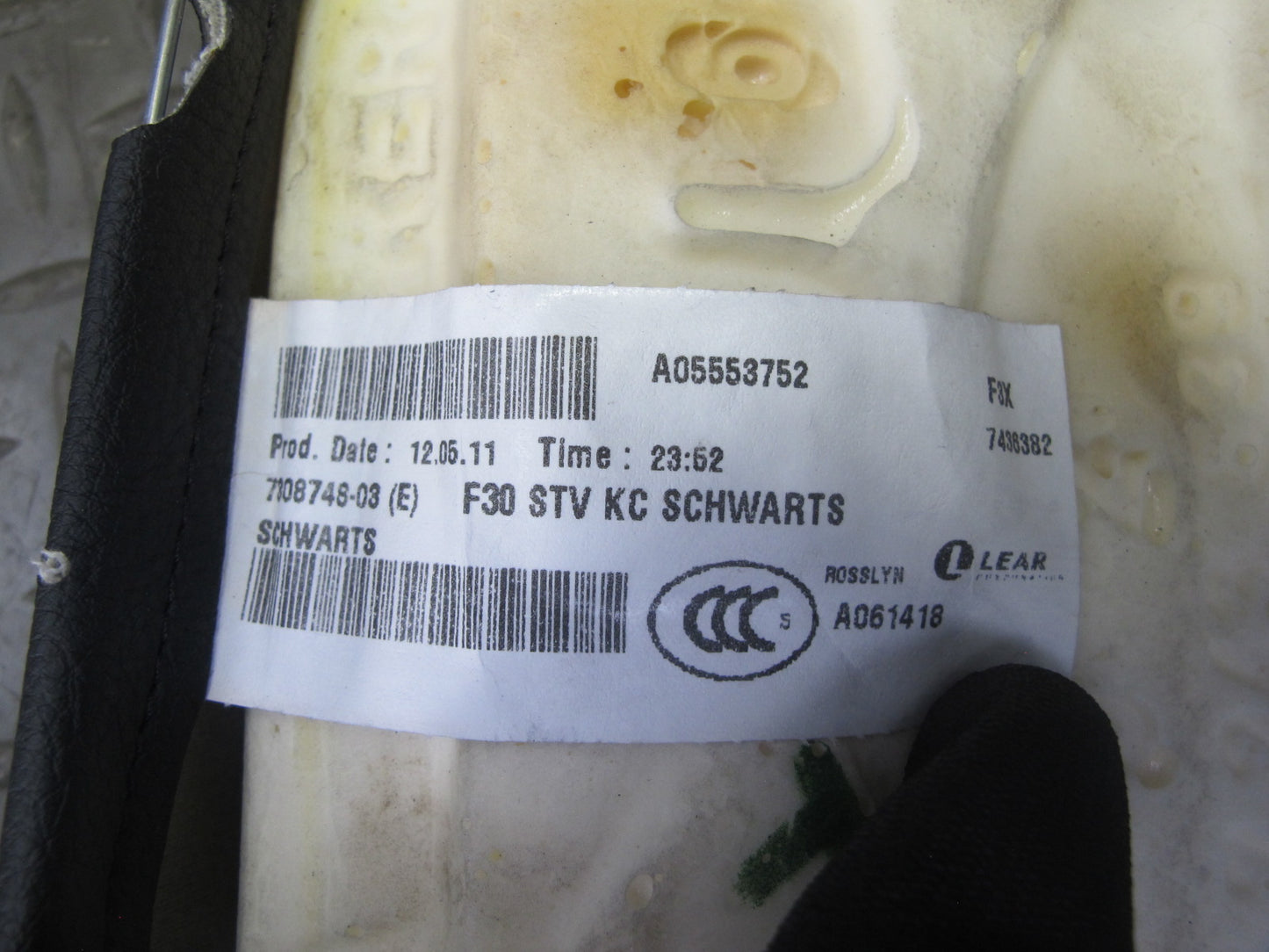 12-18 BMW F30 F31 F34 335i Front Left Sport Seat Lower Leather Cushion Black OEM