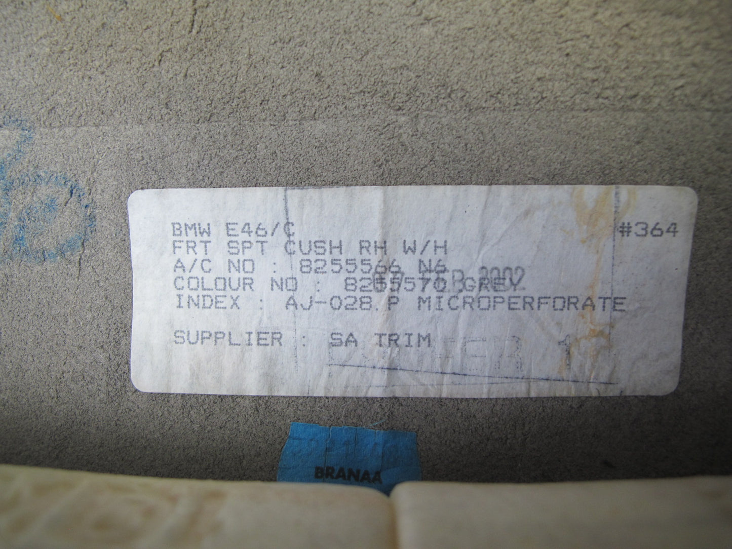 01-06 BMW E46 330ci Convertible Front Right Sport Seat Lower Leather Cushion OEM