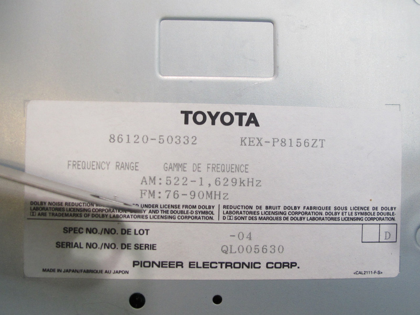 96-97 Toyota Celsior UCF20 Rhdpioneer Radio Stereo Cassette Player Head Unit OEM