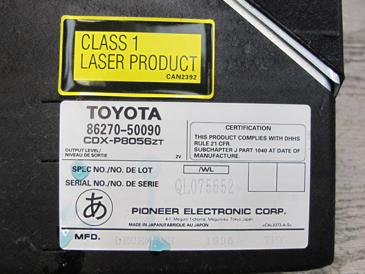 95-97 Toyota Celsior Lexus LS400 UCF20 CD Changer NO Magazine 86270-50090 OEM