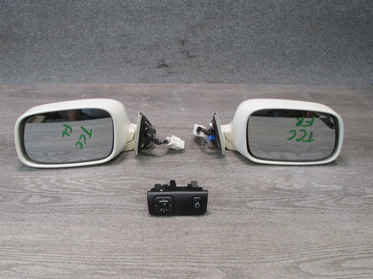 95-97 Toyota Celsior RHD Left & Right Side View Door Mirror White w Switch OEM