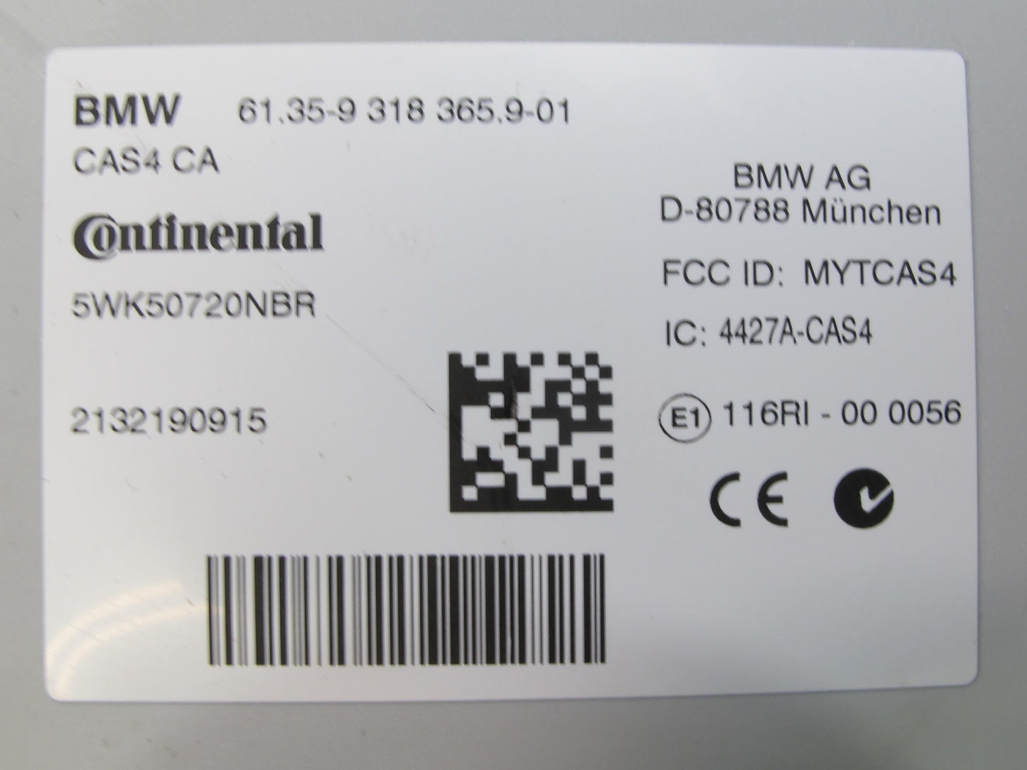 11-17 BMW F07 F10 F11 F25 X3 CAS4 Theft Locking Control Module 9318365 OEM