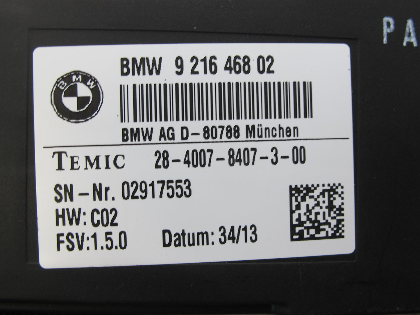 11-17 BMW F07 F10 F11 F25 X3 Heated Seat Control Module 9216468 OEM