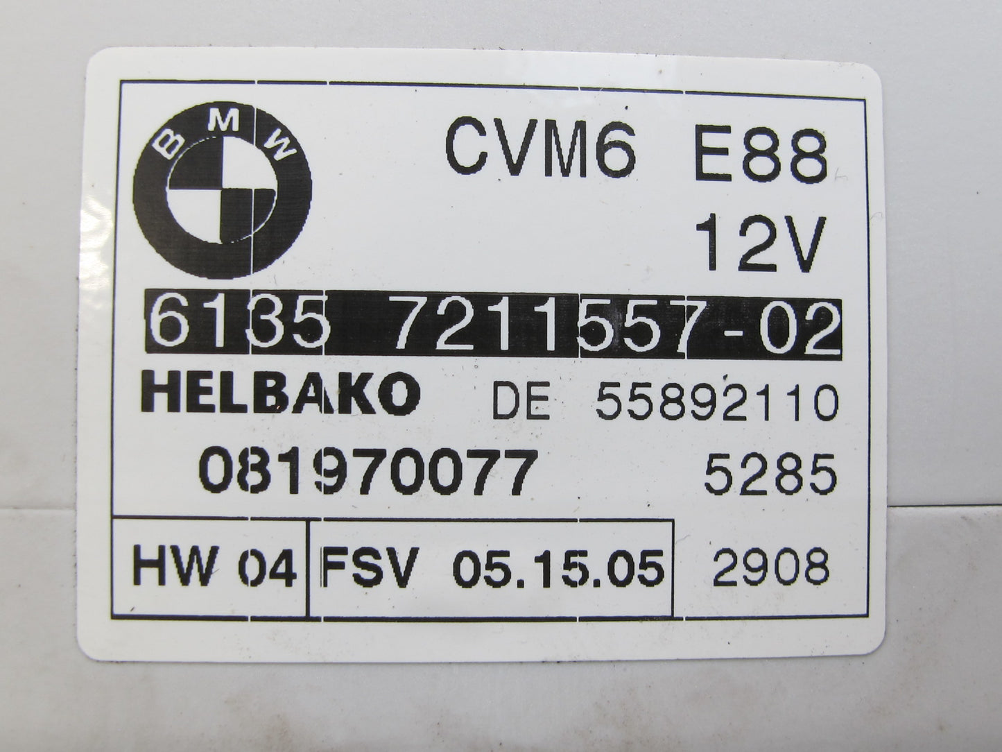 08-09 BMW E88 135I Convertible Folding TOP Roof Control Module 7211557 OEM