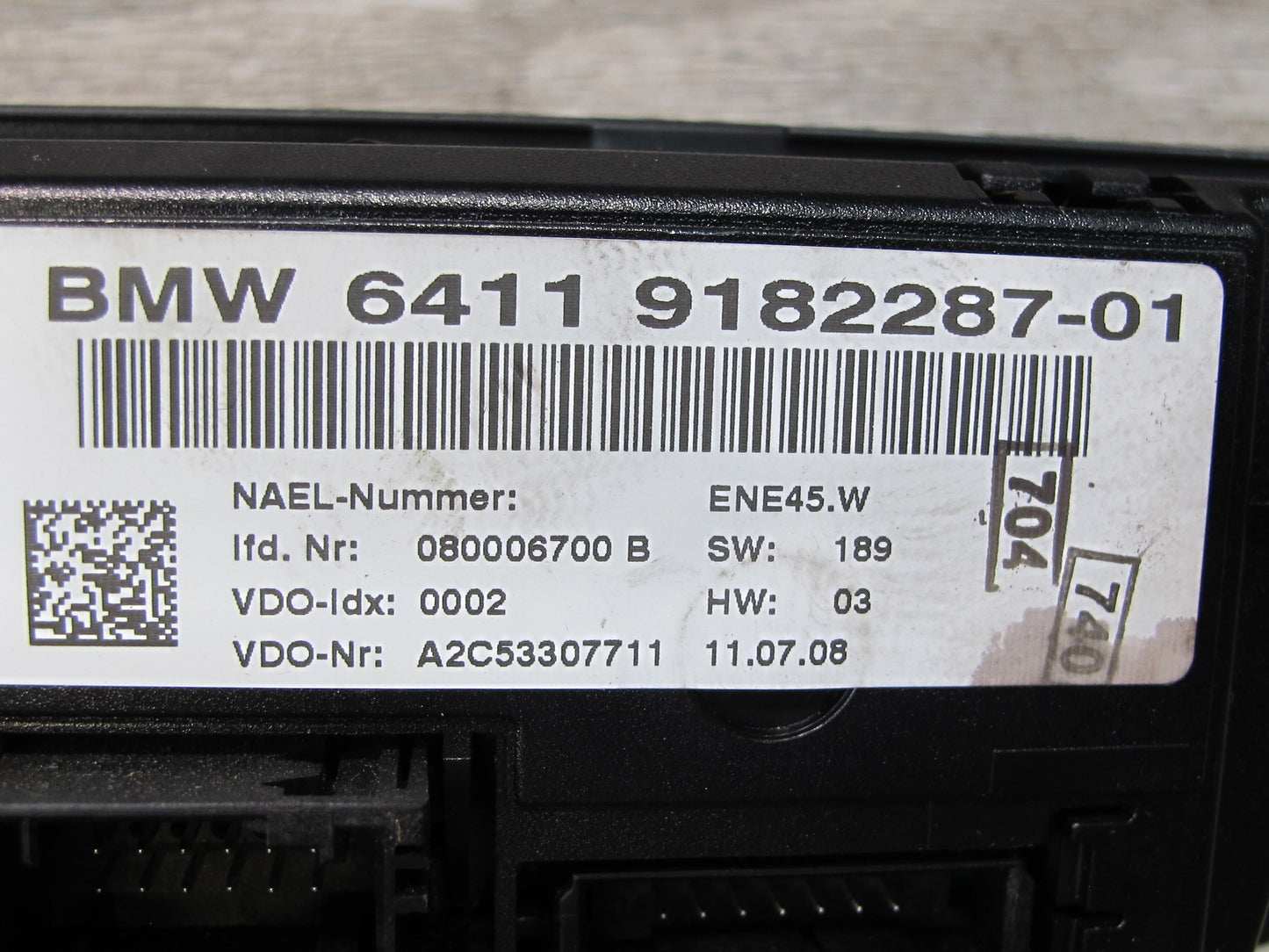 2008 BMW E82 E88 135I A/C Heater Climate Control Switch Panel 9182287 OEM