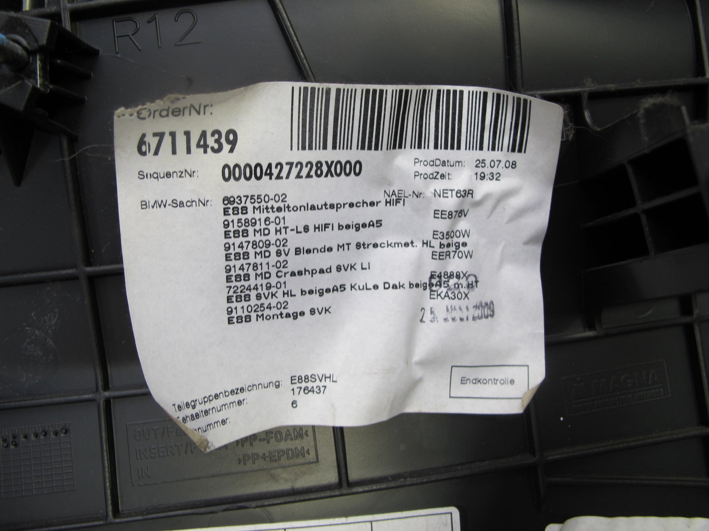 08-09 BMW E88 135i Convertible Set of 2 Rear Left & Right Quarter Trim Panel OEM