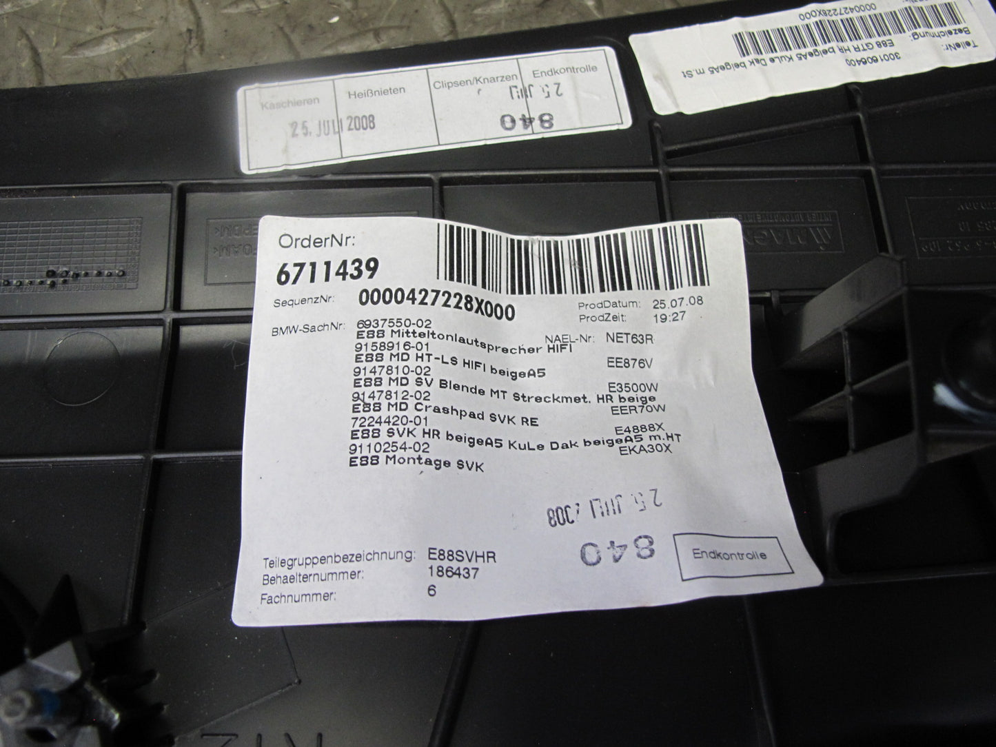 08-09 BMW E88 135i Convertible Set of 2 Rear Left & Right Quarter Trim Panel OEM