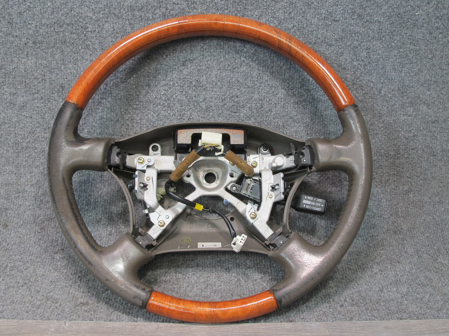 98-00 Lexus UCF20L LS400 Leather Wood Steering w Cruise Control Switch OEM