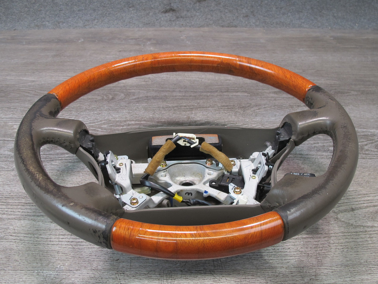 98-00 Lexus UCF20L LS400 Leather Wood Steering w Cruise Control Switch OEM