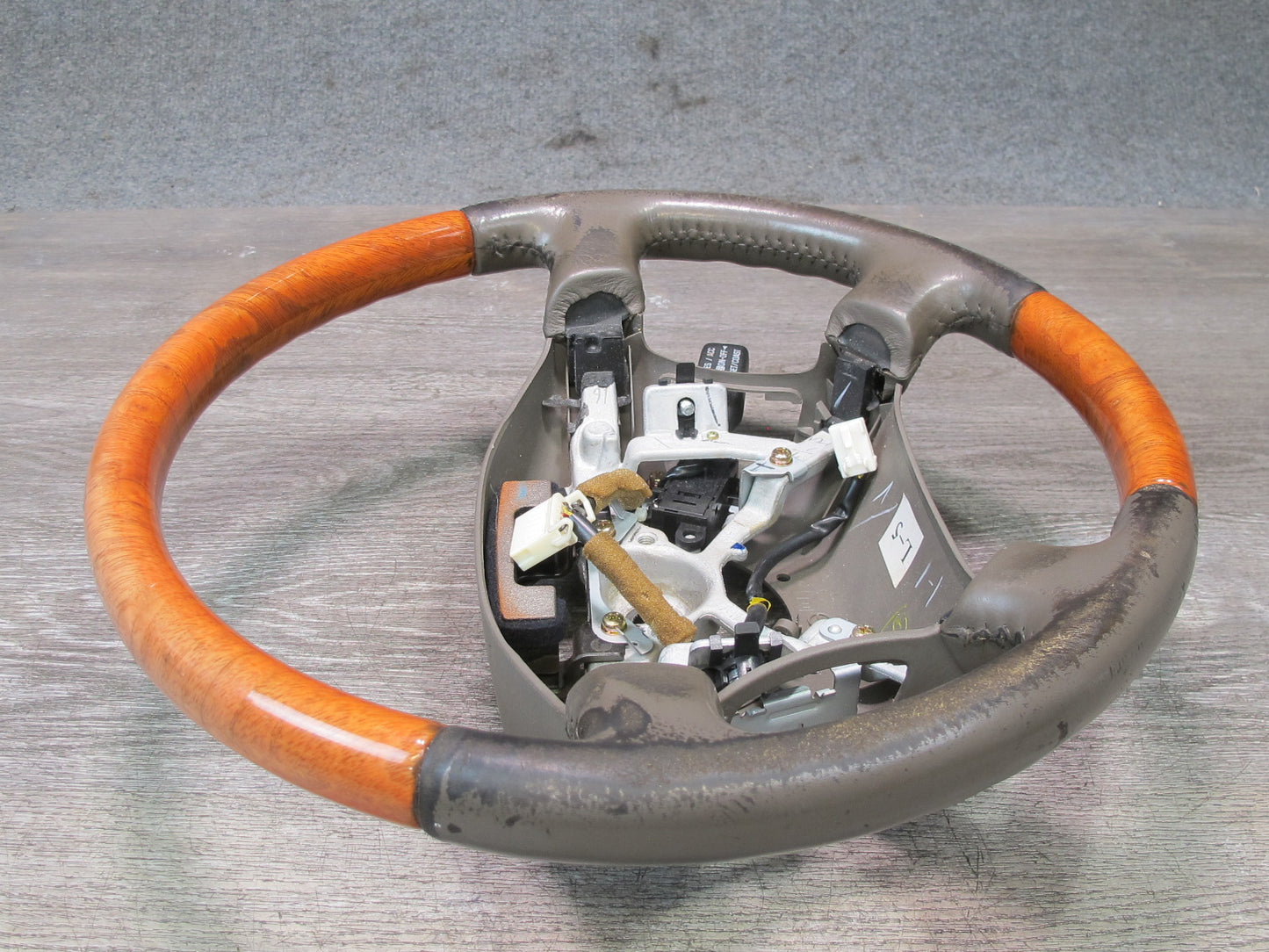 98-00 Lexus UCF20L LS400 Leather Wood Steering w Cruise Control Switch OEM