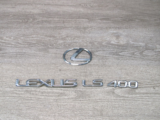 95-00 Lexus UCF20L LS400 Rear Trunk Lid Badge Emblem Logo Silver Set OEM