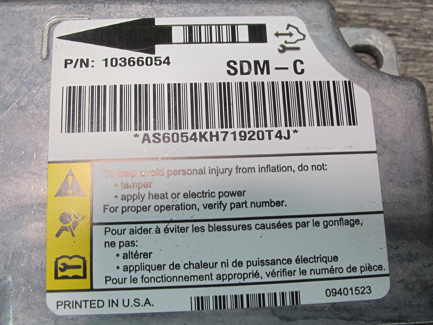 08-09 HUMMER H2 SRS AIRBAG CONTROL MODULE UNIT 10366054 OEM