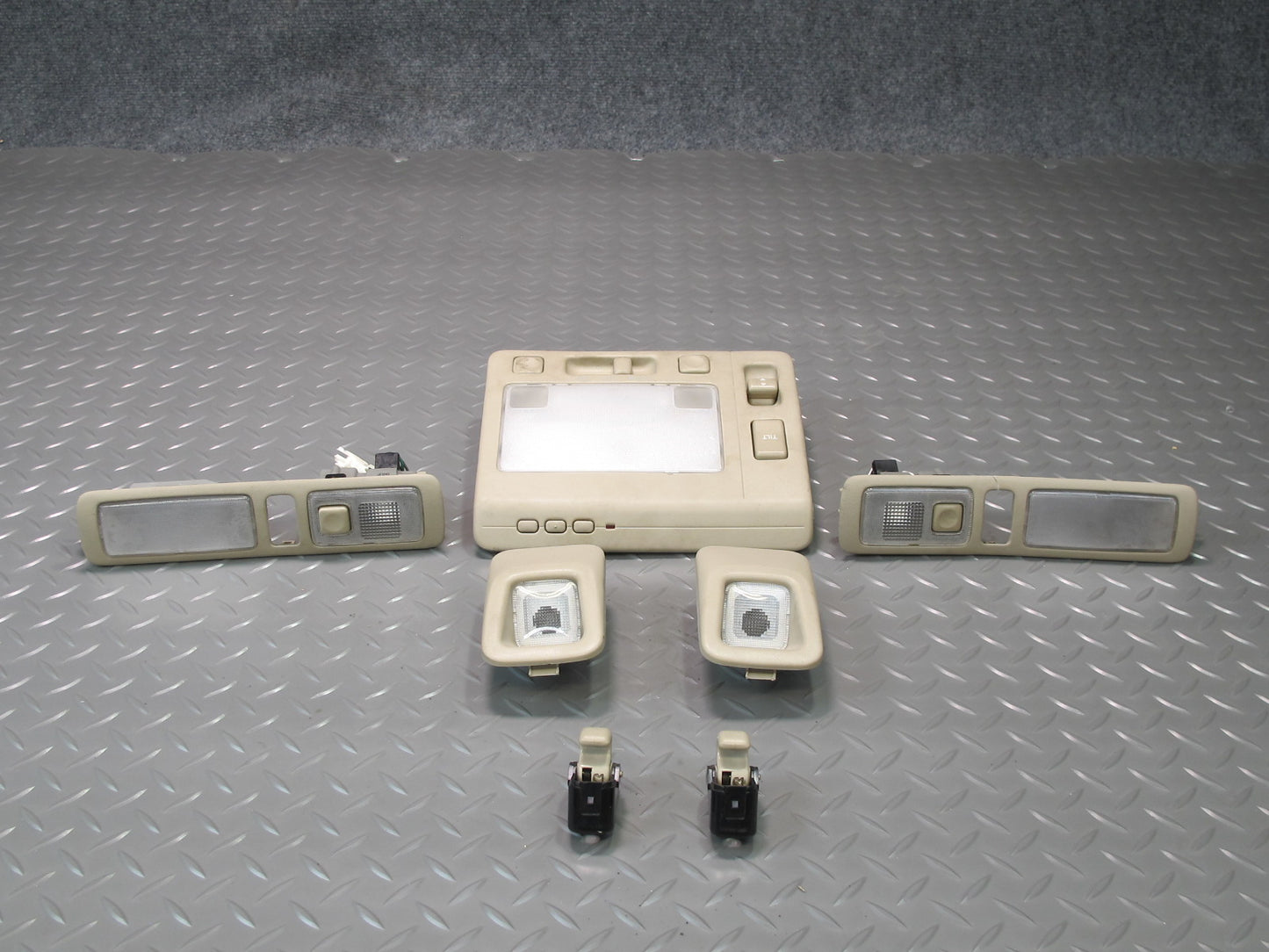 98-00 UCF20L LS400 Set of 5 Front & Rear Overhead Dome Light Lamp Ivory OEM