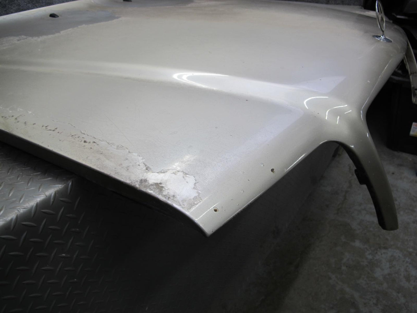 94-95 Mercedes W124 300D Sedan Hood Bonnet Shell Cover Panel Silver w Emblem OEM