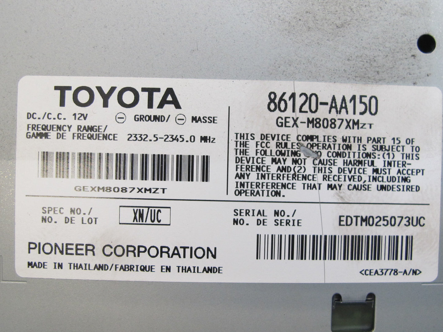 04-06 Lexus LS430 Satellite Radio Receiver Control Module 86120-AA150 OEM