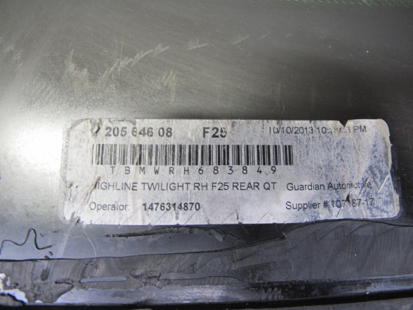 11-17 BMW F25 X3 Rear Right Quarter Glass Window OEM