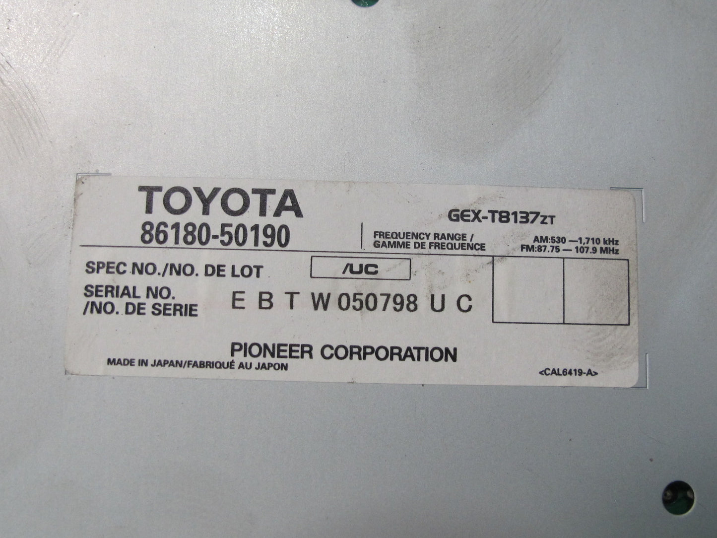 04-06 Lexus UCF30L LS430 Pioneer Audio Radio AMP Amplifier 86180-50190 OEM