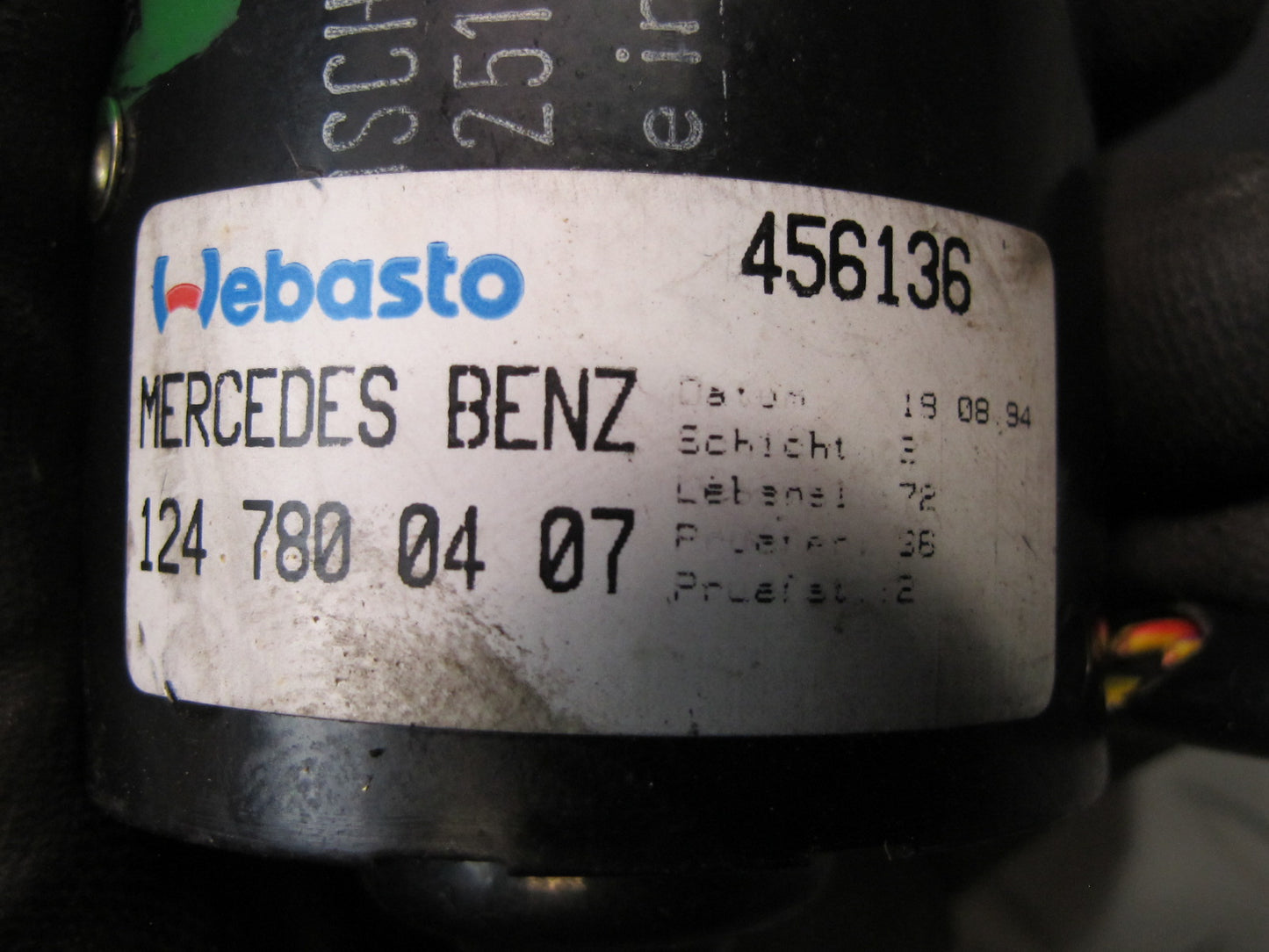 90-95 Mercedes W124 300D Sunroof Motor w Relay 1247800407 OEM