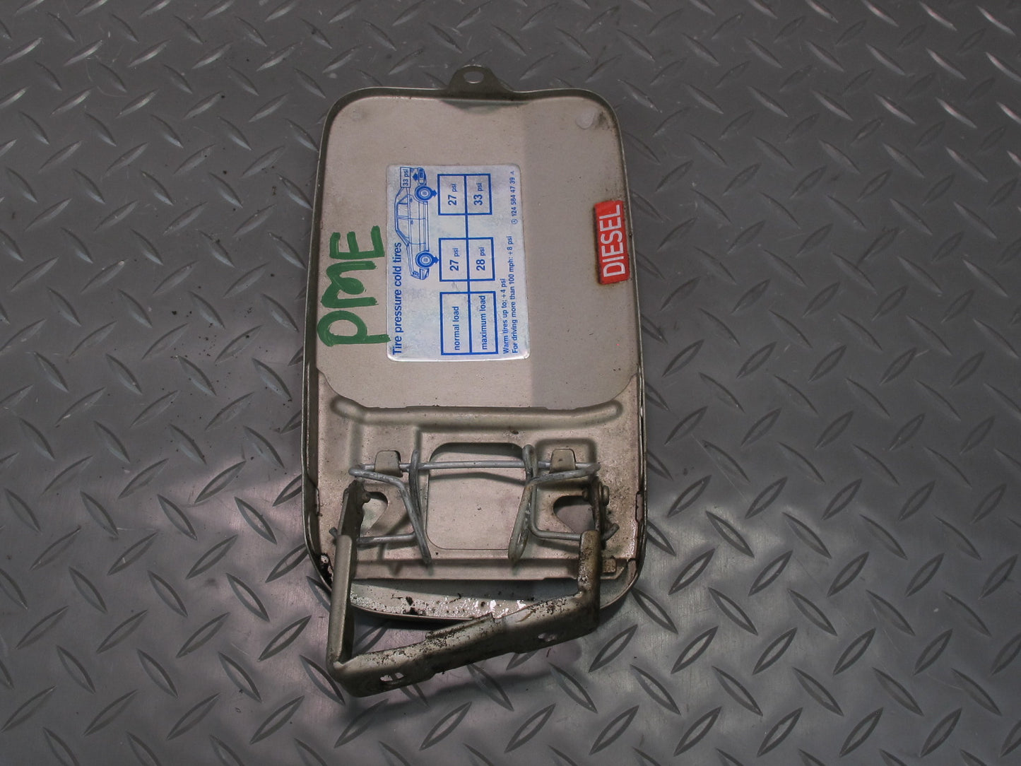 90-95 Mercedes W124 300D Gas Fuel Door Cover Lid Silver OEM