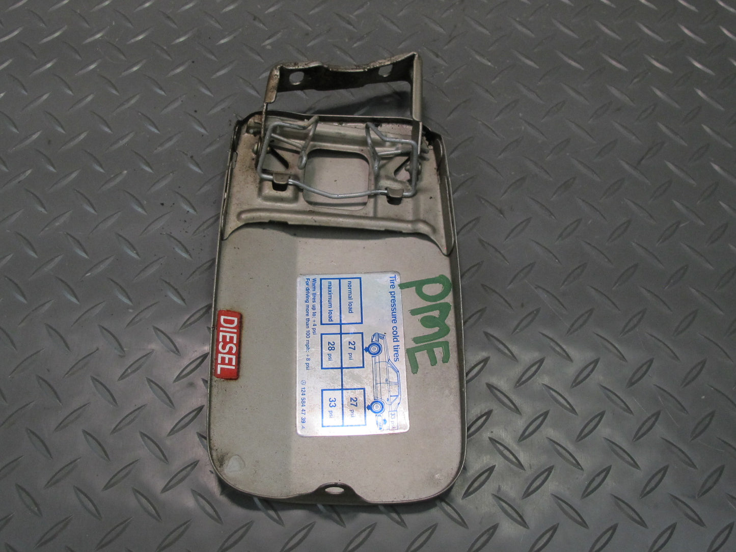 90-95 Mercedes W124 300D Gas Fuel Door Cover Lid Silver OEM