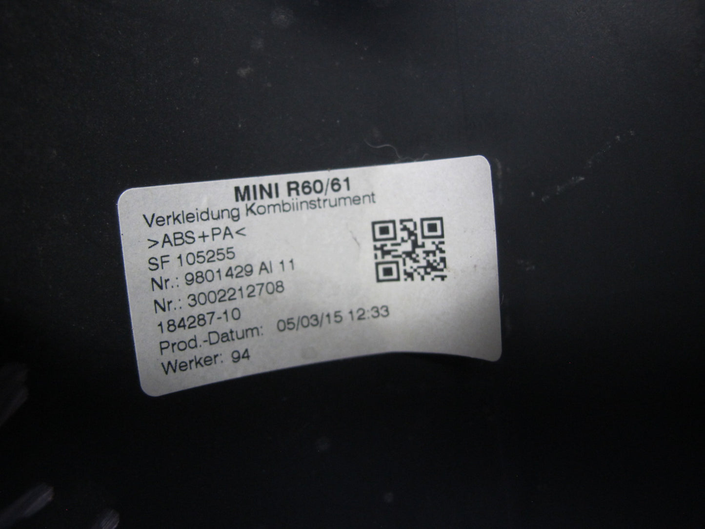 11-15 Mini Cooper R60 R61 Countryman Dash Center Cluster Trim Ring Cover OEM